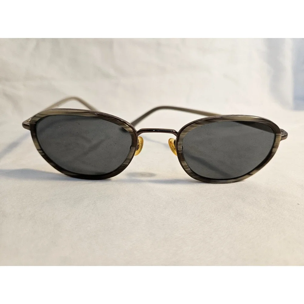 Brooks Brothers Womens Oval Sunglasses Grey Brown Woodgrain‎ Pattern M CE